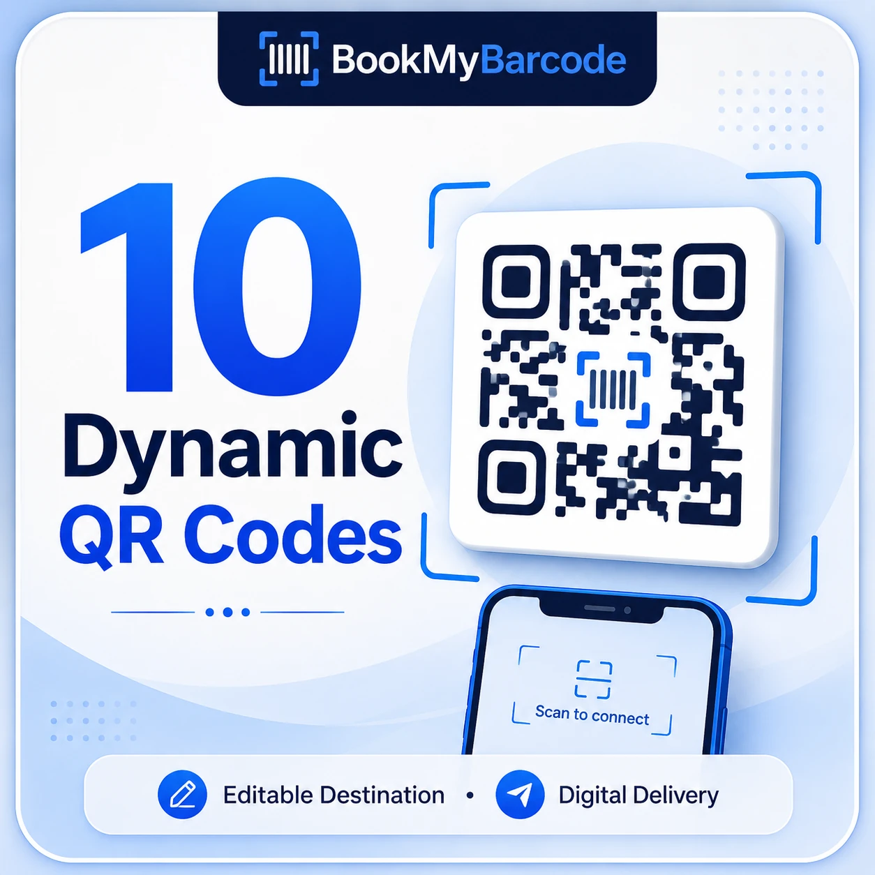 10 Dynamic QR Code Package by BookMyBarcode
