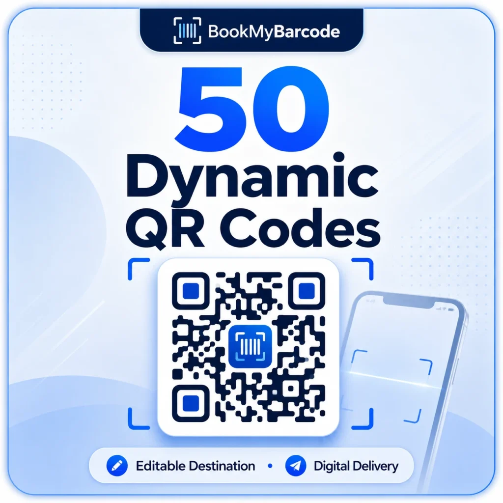 50 Dynamic QR Code Package With Editable Details To Display Text/PDF or URL Redirect